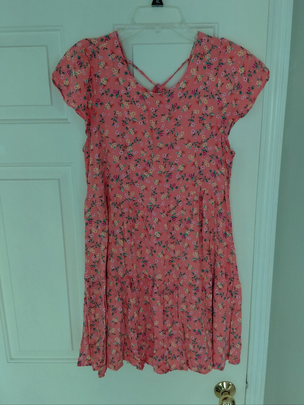Ùltra Flirt Coral Floral Ruffle Short Sleeve Romantic Cottagecore Dress Size XL
